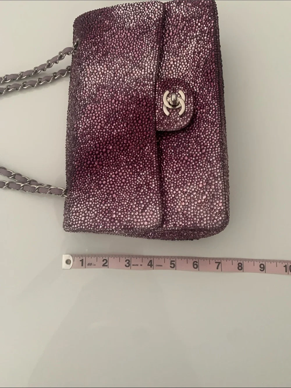 NWT CHANEL Sparkling Purple Shoulder Bag with Chain Strap FIRM. Unique!!